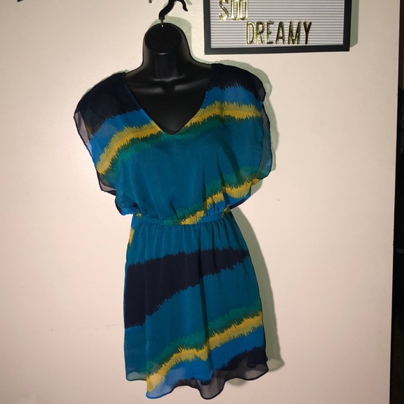 Express Dresses & Skirts - 🌟EXPRESS Teal & Yellow Stripe Dress